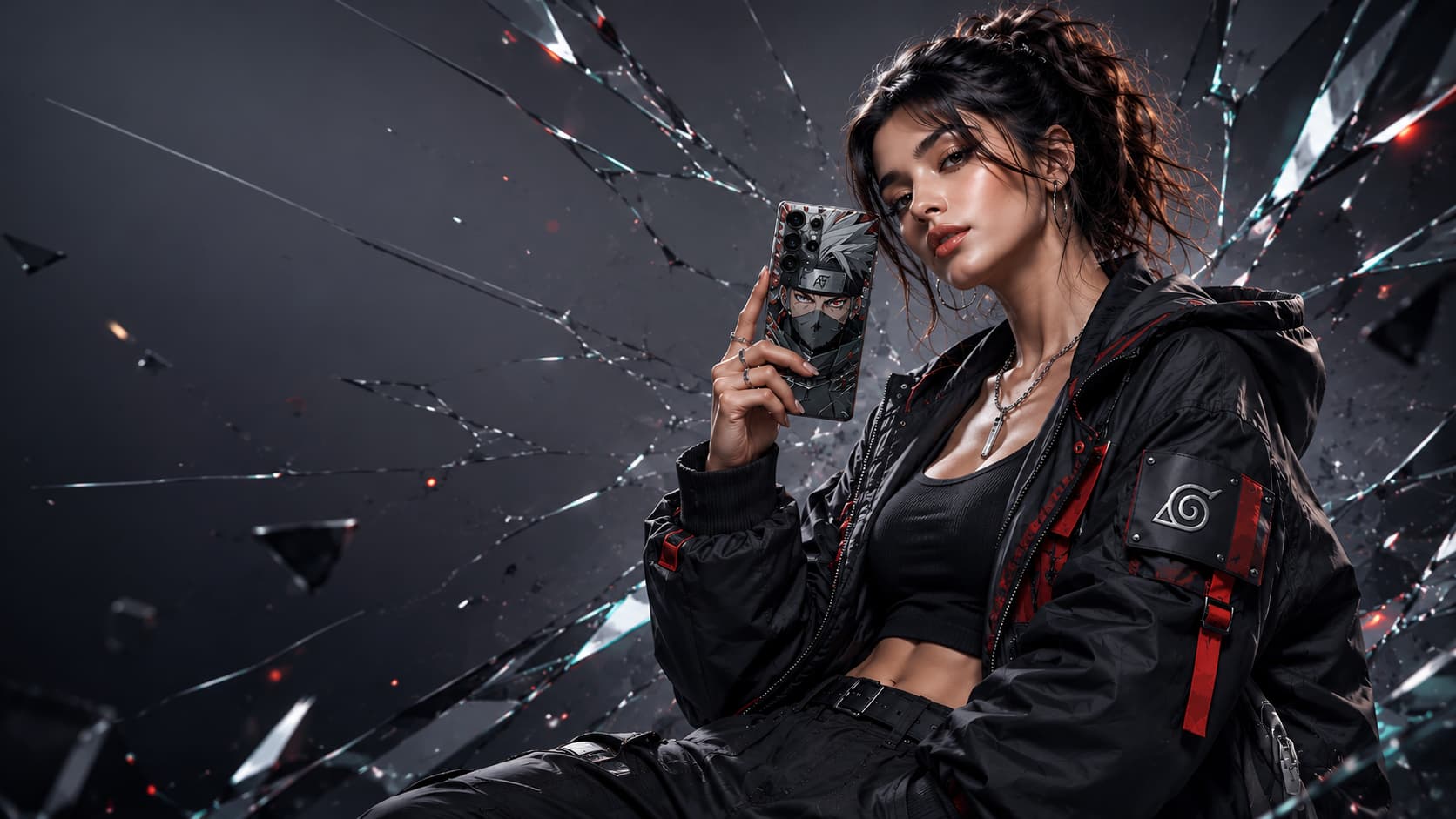 Anime ninja skin, close up