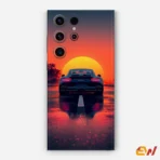 Car With Beautifull Sunset Mobile Skin
